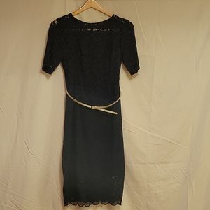 NWOT Ellen Tracy Black Floral Lace Dress 8